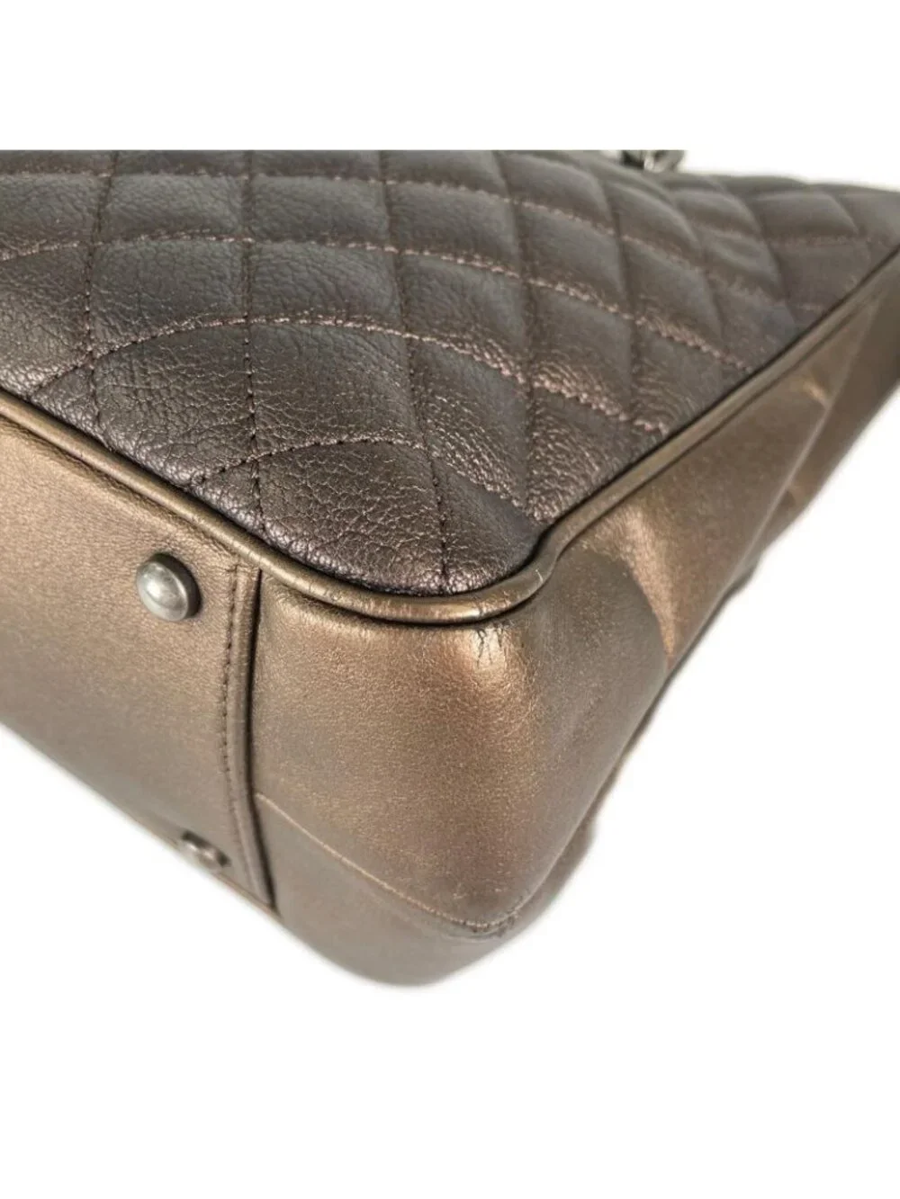 Chanel Quilted Tote Caviar Leather Brown Silver - Picture 7 of 14